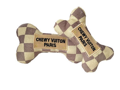 Chewy Vuiton Checker Bone Pet Toy-Dog Toy-Bloomingtails Dog Boutique