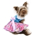 Pink and Blue Plumeria Floral Dog Dress with Matching Leash  - dogdes-pinkblue-dress