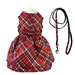 Red Plaid Harness Dress with Matching Lead - kl-redplaiddress