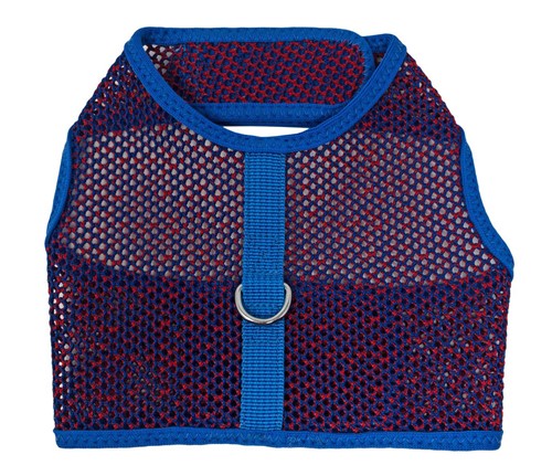 Active Mesh Velcro Dog Harness with Leash - Blue and Red wooflink, susan lanci, dog clothes, small dog clothes, urban pup, pooch outfitters, dogo, hip doggie, doggie design, small dog dress, pet clotes, dog boutique. pet boutique, bloomingtails dog boutique, dog raincoat, dog rain coat, pet raincoat, dog shampoo, pet shampoo, dog bathrobe, pet bathrobe, dog carrier, small dog carrier, doggie couture, pet couture, dog football, dog toys, pet toys, dog clothes sale, pet clothes sale, shop local, pet store, dog store, dog chews, pet chews, worthy dog, dog bandana, pet bandana, dog halloween, pet halloween, dog holiday, pet holiday, dog teepee, custom dog clothes, pet pjs, dog pjs, pet pajamas, dog pajamas,dog sweater, pet sweater, dog hat, fabdog, fab dog, dog puffer coat, dog winter jacket, dog col