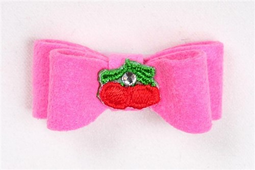 Cherries Hair Bow by Susan Lanci -Many Colors   Roxy & Lulu, wooflink, susan lanci, dog clothes, small dog clothes, urban pup, pooch outfitters, dogo, hip doggie, doggie design, small dog dress, pet clotes, dog boutique. pet boutique, bloomingtails dog boutique, dog raincoat, dog rain coat, pet raincoat, dog shampoo, pet shampoo, dog bathrobe, pet bathrobe, dog carrier, small dog carrier, doggie couture, pet couture, dog football, dog toys, pet toys, dog clothes sale, pet clothes sale, shop local, pet store, dog store, dog chews, pet chews, worthy dog, dog bandana, pet bandana, dog halloween, pet halloween, dog holiday, pet holiday, dog teepee, custom dog clothes, pet pjs, dog pjs, pet pajamas, dog pajamas,dog sweater, pet sweater, dog hat, fabdog, fab dog, dog puffer coat, dog winter ja