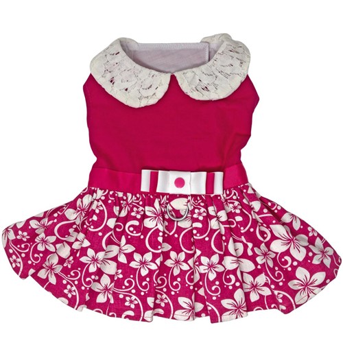 Pink Hibiscus Dog Dress with Matching Leash  wooflink, susan lanci, dog clothes, small dog clothes, urban pup, pooch outfitters, dogo, hip doggie, doggie design, small dog dress, pet clotes, dog boutique. pet boutique, bloomingtails dog boutique, dog raincoat, dog rain coat, pet raincoat, dog shampoo, pet shampoo, dog bathrobe, pet bathrobe, dog carrier, small dog carrier, doggie couture, pet couture, dog football, dog toys, pet toys, dog clothes sale, pet clothes sale, shop local, pet store, dog store, dog chews, pet chews, worthy dog, dog bandana, pet bandana, dog halloween, pet halloween, dog holiday, pet holiday, dog teepee, custom dog clothes, pet pjs, dog pjs, pet pajamas, dog pajamas,dog sweater, pet sweater, dog hat, fabdog, fab dog, dog puffer coat, dog winter jacket, dog col