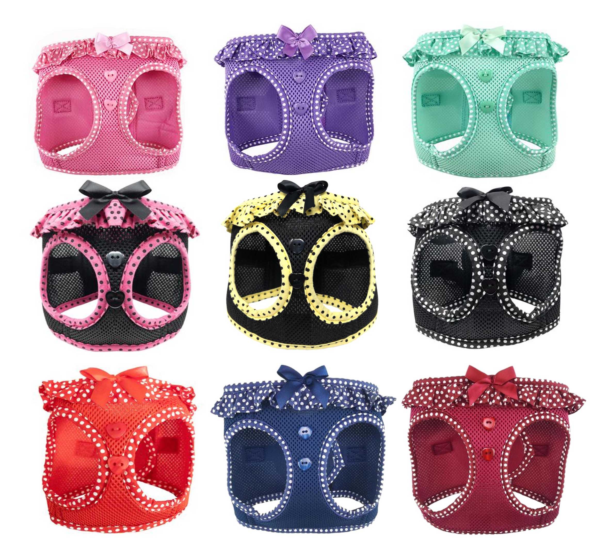 Polka Dot Ruffle American River Harness in Lots of Sweet Colors dog bowls,susan lanci, puppia,wooflink, luxury dog boutique,tonimari,pet clothes, dog clothes, puppy clothes, pet store, dog store, puppy boutique store, dog boutique, pet boutique, puppy boutique, Bloomingtails, dog, small dog clothes, large dog clothes, large dog costumes, small dog costumes, pet stuff, Halloween dog, puppy Halloween, pet Halloween, clothes, dog puppy Halloween, dog sale, pet sale, puppy sale, pet dog tank, pet tank, pet shirt, dog shirt, puppy shirt,puppy tank, I see spot, dog collars, dog leads, pet collar, pet lead,puppy collar, puppy lead, dog toys, pet toys, puppy toy, dog beds, pet beds, puppy bed,  beds,dog mat, pet mat, puppy mat, fab dog pet sweater, dog sweater, dog winter, pet winter,dog raincoat, pet raincoat,