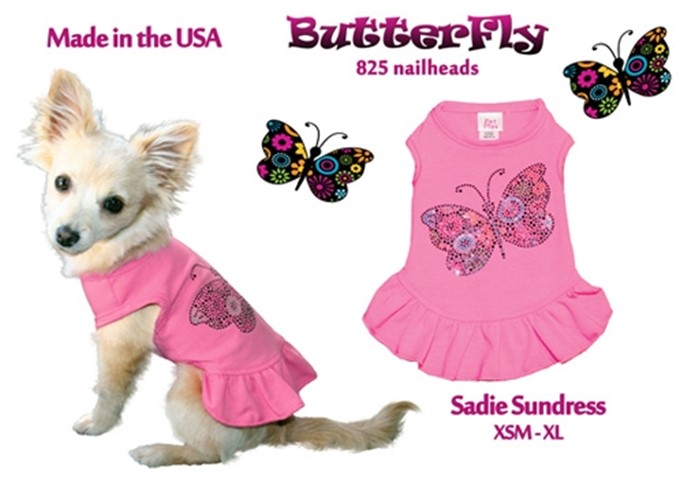 Sadie Butterfly Rhinestone Dog Sun Dress wooflink, susan lanci, dog clothes, small dog clothes, urban pup, pooch outfitters, dogo, hip doggie, doggie design, small dog dress, pet clotes, dog boutique. pet boutique, bloomingtails dog boutique, dog raincoat, dog rain coat, pet raincoat, dog shampoo, pet shampoo, dog bathrobe, pet bathrobe, dog carrier, small dog carrier, doggie couture, pet couture, dog football, dog toys, pet toys, dog clothes sale, pet clothes sale, shop local, pet store, dog store, dog chews, pet chews, worthy dog, dog bandana, pet bandana, dog halloween, pet halloween, dog holiday, pet holiday, dog teepee, custom dog clothes, pet pjs, dog pjs, pet pajamas, dog pajamas,dog sweater, pet sweater, dog hat, fabdog, fab dog, dog puffer coat, dog winter jacket, dog col