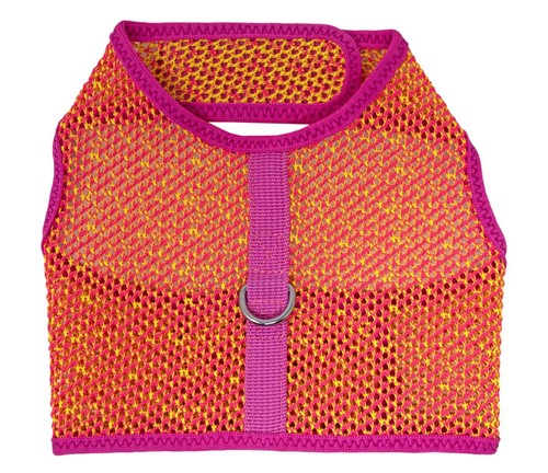 Active Mesh Velcro Dog Harness with Leash - Pink and Yellow wooflink, susan lanci, dog clothes, small dog clothes, urban pup, pooch outfitters, dogo, hip doggie, doggie design, small dog dress, pet clotes, dog boutique. pet boutique, bloomingtails dog boutique, dog raincoat, dog rain coat, pet raincoat, dog shampoo, pet shampoo, dog bathrobe, pet bathrobe, dog carrier, small dog carrier, doggie couture, pet couture, dog football, dog toys, pet toys, dog clothes sale, pet clothes sale, shop local, pet store, dog store, dog chews, pet chews, worthy dog, dog bandana, pet bandana, dog halloween, pet halloween, dog holiday, pet holiday, dog teepee, custom dog clothes, pet pjs, dog pjs, pet pajamas, dog pajamas,dog sweater, pet sweater, dog hat, fabdog, fab dog, dog puffer coat, dog winter jacket, dog col