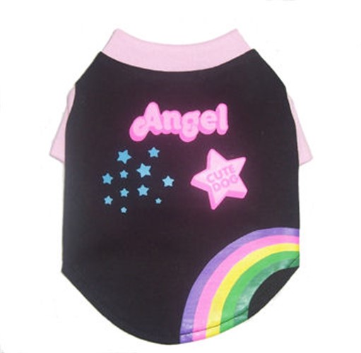 Angel Rainbow Dog Tee Shirt - Pink wooflink, susan lanci, dog clothes, small dog clothes, urban pup, pooch outfitters, dogo, hip doggie, doggie design, small dog dress, pet clotes, dog boutique. pet boutique, bloomingtails dog boutique, dog raincoat, dog rain coat, pet raincoat, dog shampoo, pet shampoo, dog bathrobe, pet bathrobe, dog carrier, small dog carrier, doggie couture, pet couture, dog football, dog toys, pet toys, dog clothes sale, pet clothes sale, shop local, pet store, dog store, dog chews, pet chews, worthy dog, dog bandana, pet bandana, dog halloween, pet halloween, dog holiday, pet holiday, dog teepee, custom dog clothes, pet pjs, dog pjs, pet pajamas, dog pajamas,dog sweater, pet sweater, dog hat, fabdog, fab dog, dog puffer coat, dog winter jacket, dog col