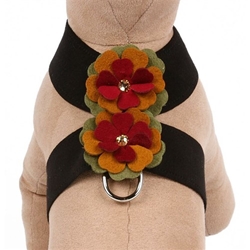 Autumn Flower Tinkie Dog Harness Roxy & Lulu, wooflink, susan lanci, dog clothes, small dog clothes, urban pup, pooch outfitters, dogo, hip doggie, doggie design, small dog dress, pet clotes, dog boutique. pet boutique, bloomingtails dog boutique, dog raincoat, dog rain coat, pet raincoat, dog shampoo, pet shampoo, dog bathrobe, pet bathrobe, dog carrier, small dog carrier, doggie couture, pet couture, dog football, dog toys, pet toys, dog clothes sale, pet clothes sale, shop local, pet store, dog store, dog chews, pet chews, worthy dog, dog bandana, pet bandana, dog halloween, pet halloween, dog holiday, pet holiday, dog teepee, custom dog clothes, pet pjs, dog pjs, pet pajamas, dog pajamas,dog sweater, pet sweater, dog hat, fabdog, fab dog, dog puffer coat, dog winter ja