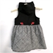 Black Dress with Ink Lines Print Skirt    - daisy-black-dress