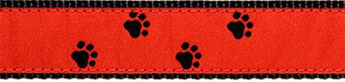 Black Paws on Red Collar, Lead & Harness 1.25 inch  wooflink, susan lanci, dog clothes, small dog clothes, urban pup, pooch outfitters, dogo, hip doggie, doggie design, small dog dress, pet clotes, dog boutique. pet boutique, bloomingtails dog boutique, dog raincoat, dog rain coat, pet raincoat, dog shampoo, pet shampoo, dog bathrobe, pet bathrobe, dog carrier, small dog carrier, doggie couture, pet couture, dog football, dog toys, pet toys, dog clothes sale, pet clothes sale, shop local, pet store, dog store, dog chews, pet chews, worthy dog, dog bandana, pet bandana, dog halloween, pet halloween, dog holiday, pet holiday, dog teepee, custom dog clothes, pet pjs, dog pjs, pet pajamas, dog pajamas,dog sweater, pet sweater, dog hat, fabdog, fab dog, dog puffer coat, dog winter jacket, dog col