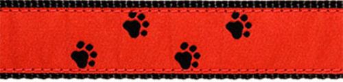 Black Paws on Red Collar, Lead & Harness 3/4 inch  wooflink, susan lanci, dog clothes, small dog clothes, urban pup, pooch outfitters, dogo, hip doggie, doggie design, small dog dress, pet clotes, dog boutique. pet boutique, bloomingtails dog boutique, dog raincoat, dog rain coat, pet raincoat, dog shampoo, pet shampoo, dog bathrobe, pet bathrobe, dog carrier, small dog carrier, doggie couture, pet couture, dog football, dog toys, pet toys, dog clothes sale, pet clothes sale, shop local, pet store, dog store, dog chews, pet chews, worthy dog, dog bandana, pet bandana, dog halloween, pet halloween, dog holiday, pet holiday, dog teepee, custom dog clothes, pet pjs, dog pjs, pet pajamas, dog pajamas,dog sweater, pet sweater, dog hat, fabdog, fab dog, dog puffer coat, dog winter jacket, dog col