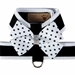 Black & Polka Dots Nouveau Bow Tinkie Harness with Trim - sl-puppolkablack