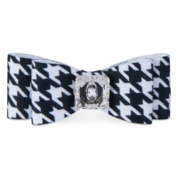 Black & White Houndstooth Big Bow Hair Bow by Susan Lanci wooflink, susan lanci, dog clothes, small dog clothes, urban pup, pooch outfitters, dogo, hip doggie, doggie design, small dog dress, pet clotes, dog boutique. pet boutique, bloomingtails dog boutique, dog raincoat, dog rain coat, pet raincoat, dog shampoo, pet shampoo, dog bathrobe, pet bathrobe, dog carrier, small dog carrier, doggie couture, pet couture, dog football, dog toys, pet toys, dog clothes sale, pet clothes sale, shop local, pet store, dog store, dog chews, pet chews, worthy dog, dog bandana, pet bandana, dog halloween, pet halloween, dog holiday, pet holiday, dog teepee, custom dog clothes, pet pjs, dog pjs, pet pajamas, dog pajamas,dog sweater, pet sweater, dog hat, fabdog, fab dog, dog puffer coat, dog winter jacket, dog col