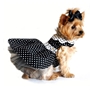Black & White Polka Dog Dress with Matching Leash    wooflink, susan lanci, dog clothes, small dog clothes, urban pup, pooch outfitters, dogo, hip doggie, doggie design, small dog dress, pet clotes, dog boutique. pet boutique, bloomingtails dog boutique, dog raincoat, dog rain coat, pet raincoat, dog shampoo, pet shampoo, dog bathrobe, pet bathrobe, dog carrier, small dog carrier, doggie couture, pet couture, dog football, dog toys, pet toys, dog clothes sale, pet clothes sale, shop local, pet store, dog store, dog chews, pet chews, worthy dog, dog bandana, pet bandana, dog halloween, pet halloween, dog holiday, pet holiday, dog teepee, custom dog clothes, pet pjs, dog pjs, pet pajamas, dog pajamas,dog sweater, pet sweater, dog hat, fabdog, fab dog, dog puffer coat, dog winter jacket, dog col