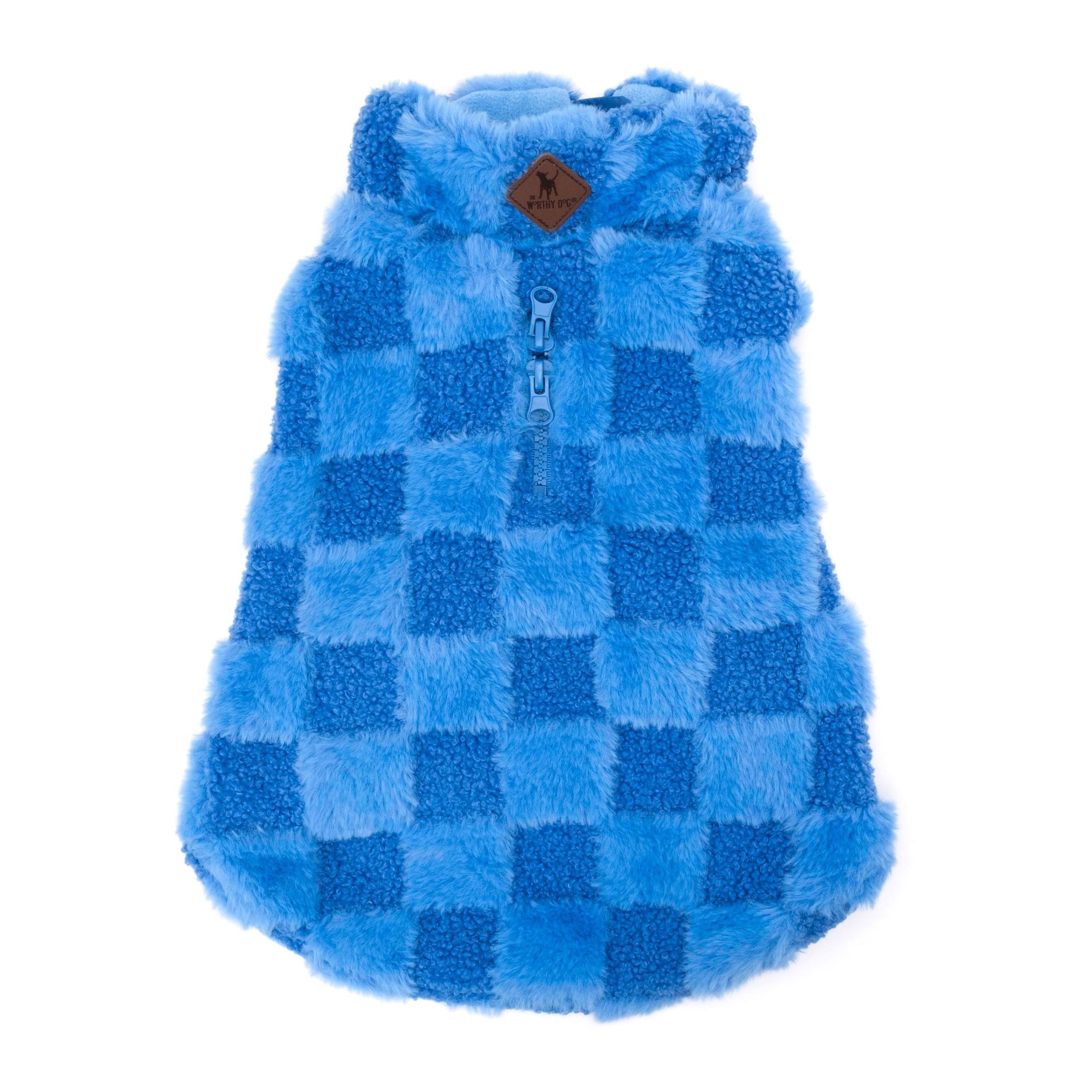 Blue Fur Check 1/4 Zip Pullover   Roxy & Lulu, wooflink, susan lanci, dog clothes, small dog clothes, urban pup, pooch outfitters, dogo, hip doggie, doggie design, small dog dress, pet clotes, dog boutique. pet boutique, bloomingtails dog boutique, dog raincoat, dog rain coat, pet raincoat, dog shampoo, pet shampoo, dog bathrobe, pet bathrobe, dog carrier, small dog carrier, doggie couture, pet couture, dog football, dog toys, pet toys, dog clothes sale, pet clothes sale, shop local, pet store, dog store, dog chews, pet chews, worthy dog, dog bandana, pet bandana, dog halloween, pet halloween, dog holiday, pet holiday, dog teepee, custom dog clothes, pet pjs, dog pjs, pet pajamas, dog pajamas,dog sweater, pet sweater, dog hat, fabdog, fab dog, dog puffer coat, dog winter ja