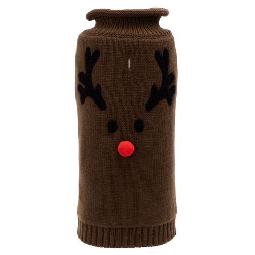 Brown Reindeer Face Dog Sweater wooflink, susan lanci, dog clothes, small dog clothes, urban pup, pooch outfitters, dogo, hip doggie, doggie design, small dog dress, pet clotes, dog boutique. pet boutique, bloomingtails dog boutique, dog raincoat, dog rain coat, pet raincoat, dog shampoo, pet shampoo, dog bathrobe, pet bathrobe, dog carrier, small dog carrier, doggie couture, pet couture, dog football, dog toys, pet toys, dog clothes sale, pet clothes sale, shop local, pet store, dog store, dog chews, pet chews, worthy dog, dog bandana, pet bandana, dog halloween, pet halloween, dog holiday, pet holiday, dog teepee, custom dog clothes, pet pjs, dog pjs, pet pajamas, dog pajamas,dog sweater, pet sweater, dog hat, fabdog, fab dog, dog puffer coat, dog winter jacket, dog col