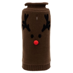 Brown Reindeer Face Dog Sweater wooflink, susan lanci, dog clothes, small dog clothes, urban pup, pooch outfitters, dogo, hip doggie, doggie design, small dog dress, pet clotes, dog boutique. pet boutique, bloomingtails dog boutique, dog raincoat, dog rain coat, pet raincoat, dog shampoo, pet shampoo, dog bathrobe, pet bathrobe, dog carrier, small dog carrier, doggie couture, pet couture, dog football, dog toys, pet toys, dog clothes sale, pet clothes sale, shop local, pet store, dog store, dog chews, pet chews, worthy dog, dog bandana, pet bandana, dog halloween, pet halloween, dog holiday, pet holiday, dog teepee, custom dog clothes, pet pjs, dog pjs, pet pajamas, dog pajamas,dog sweater, pet sweater, dog hat, fabdog, fab dog, dog puffer coat, dog winter jacket, dog col