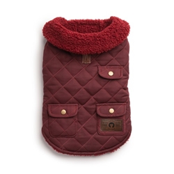 Burgundy Quilted Shearling Jacket  Roxy & Lulu, wooflink, susan lanci, dog clothes, small dog clothes, urban pup, pooch outfitters, dogo, hip doggie, doggie design, small dog dress, pet clotes, dog boutique. pet boutique, bloomingtails dog boutique, dog raincoat, dog rain coat, pet raincoat, dog shampoo, pet shampoo, dog bathrobe, pet bathrobe, dog carrier, small dog carrier, doggie couture, pet couture, dog football, dog toys, pet toys, dog clothes sale, pet clothes sale, shop local, pet store, dog store, dog chews, pet chews, worthy dog, dog bandana, pet bandana, dog halloween, pet halloween, dog holiday, pet holiday, dog teepee, custom dog clothes, pet pjs, dog pjs, pet pajamas, dog pajamas,dog sweater, pet sweater, dog hat, fabdog, fab dog, dog puffer coat, dog winter ja