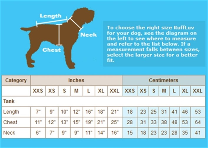 Dog T Shirt Size Chart