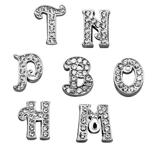 Silver Rhinestone Initial Charms for Pet Collars