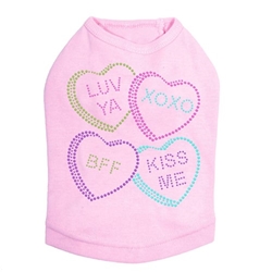 Conversation Hearts Dog Shirt in Many Colors  Roxy & Lulu, wooflink, susan lanci, dog clothes, small dog clothes, urban pup, pooch outfitters, dogo, hip doggie, doggie design, small dog dress, pet clotes, dog boutique. pet boutique, bloomingtails dog boutique, dog raincoat, dog rain coat, pet raincoat, dog shampoo, pet shampoo, dog bathrobe, pet bathrobe, dog carrier, small dog carrier, doggie couture, pet couture, dog football, dog toys, pet toys, dog clothes sale, pet clothes sale, shop local, pet store, dog store, dog chews, pet chews, worthy dog, dog bandana, pet bandana, dog halloween, pet halloween, dog holiday, pet holiday, dog teepee, custom dog clothes, pet pjs, dog pjs, pet pajamas, dog pajamas,dog sweater, pet sweater, dog hat, fabdog, fab dog, dog puffer coat, dog winter ja