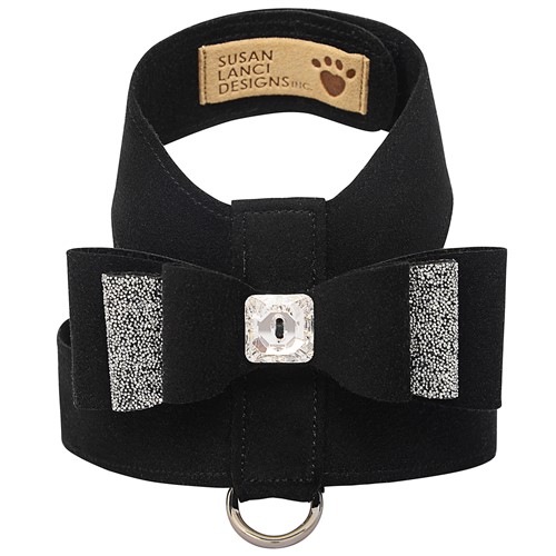 Crystal Stellar Really Big Bow Tinkie Harness in Black or Platinum Roxy & Lulu, wooflink, susan lanci, dog clothes, small dog clothes, urban pup, pooch outfitters, dogo, hip doggie, doggie design, small dog dress, pet clotes, dog boutique. pet boutique, bloomingtails dog boutique, dog raincoat, dog rain coat, pet raincoat, dog shampoo, pet shampoo, dog bathrobe, pet bathrobe, dog carrier, small dog carrier, doggie couture, pet couture, dog football, dog toys, pet toys, dog clothes sale, pet clothes sale, shop local, pet store, dog store, dog chews, pet chews, worthy dog, dog bandana, pet bandana, dog halloween, pet halloween, dog holiday, pet holiday, dog teepee, custom dog clothes, pet pjs, dog pjs, pet pajamas, dog pajamas,dog sweater, pet sweater, dog hat, fabdog, fab dog, dog puffer coat, dog winter ja