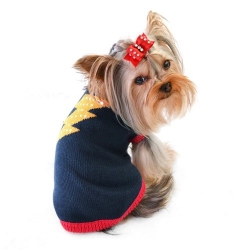 Dash of Flash Sweater LIMITED EDITION  Roxy & Lulu, wooflink, susan lanci, dog clothes, small dog clothes, urban pup, pooch outfitters, dogo, hip doggie, doggie design, small dog dress, pet clotes, dog boutique. pet boutique, bloomingtails dog boutique, dog raincoat, clothes sale, pet clothes sale, shop local, pet store, dog store, dog chews, pet chews, worthy dog, dog bandana, pet bandana, dog halloween, pet halloween, dog holiday, pet holiday, dog teepee, custom dog clothes, pet pjs, dog pjs, pet pajamas, dog pajamas,dog sweater, pet sweater, dog hat, fabdog, fab dog, dog puffer coat, dog winter ja