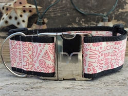 Extra Wide Love Notes Dog Collar-Personalizable  wooflink, susan lanci, dog clothes, small dog clothes, urban pup, pooch outfitters, dogo, hip doggie, doggie design, small dog dress, pet clotes, dog boutique. pet boutique, bloomingtails dog boutique, dog raincoat, dog rain coat, pet raincoat, dog shampoo, pet shampoo, dog bathrobe, pet bathrobe, dog carrier, small dog carrier, doggie couture, pet couture, dog football, dog toys, pet toys, dog clothes sale, pet clothes sale, shop local, pet store, dog store, dog chews, pet chews, worthy dog, dog bandana, pet bandana, dog halloween, pet halloween, dog holiday, pet holiday, dog teepee, custom dog clothes, pet pjs, dog pjs, pet pajamas, dog pajamas,dog sweater, pet sweater, dog hat, fabdog, fab dog, dog puffer coat, dog winter jacket, dog col