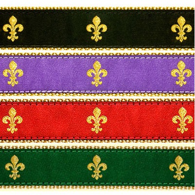 Fleur De Lis Collar, Lead & Harness 3/4 inch  wooflink, susan lanci, dog clothes, small dog clothes, urban pup, pooch outfitters, dogo, hip doggie, doggie design, small dog dress, pet clotes, dog boutique. pet boutique, bloomingtails dog boutique, dog raincoat, dog rain coat, pet raincoat, dog shampoo, pet shampoo, dog bathrobe, pet bathrobe, dog carrier, small dog carrier, doggie couture, pet couture, dog football, dog toys, pet toys, dog clothes sale, pet clothes sale, shop local, pet store, dog store, dog chews, pet chews, worthy dog, dog bandana, pet bandana, dog halloween, pet halloween, dog holiday, pet holiday, dog teepee, custom dog clothes, pet pjs, dog pjs, pet pajamas, dog pajamas,dog sweater, pet sweater, dog hat, fabdog, fab dog, dog puffer coat, dog winter jacket, dog col