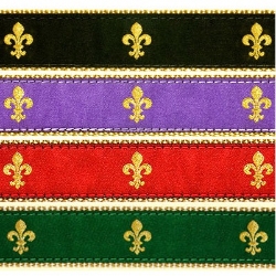 Fleur De Lis Collar, Lead & Harness 3/4 inch  wooflink, susan lanci, dog clothes, small dog clothes, urban pup, pooch outfitters, dogo, hip doggie, doggie design, small dog dress, pet clotes, dog boutique. pet boutique, bloomingtails dog boutique, dog raincoat, dog rain coat, pet raincoat, dog shampoo, pet shampoo, dog bathrobe, pet bathrobe, dog carrier, small dog carrier, doggie couture, pet couture, dog football, dog toys, pet toys, dog clothes sale, pet clothes sale, shop local, pet store, dog store, dog chews, pet chews, worthy dog, dog bandana, pet bandana, dog halloween, pet halloween, dog holiday, pet holiday, dog teepee, custom dog clothes, pet pjs, dog pjs, pet pajamas, dog pajamas,dog sweater, pet sweater, dog hat, fabdog, fab dog, dog puffer coat, dog winter jacket, dog col