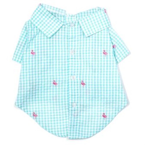 Gingham Flamingos Shirt  wooflink, susan lanci, dog clothes, small dog clothes, urban pup, pooch outfitters, dogo, hip doggie, doggie design, small dog dress, pet clotes, dog boutique. pet boutique, bloomingtails dog boutique, dog raincoat, dog rain coat, pet raincoat, dog shampoo, pet shampoo, dog bathrobe, pet bathrobe, dog carrier, small dog carrier, doggie couture, pet couture, dog football, dog toys, pet toys, dog clothes sale, pet clothes sale, shop local, pet store, dog store, dog chews, pet chews, worthy dog, dog bandana, pet bandana, dog halloween, pet halloween, dog holiday, pet holiday, dog teepee, custom dog clothes, pet pjs, dog pjs, pet pajamas, dog pajamas,dog sweater, pet sweater, dog hat, fabdog, fab dog, dog puffer coat, dog winter jacket, dog col