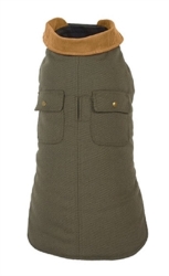 Green Chester Barn Coat Roxy & Lulu, wooflink, susan lanci, dog clothes, small dog clothes, urban pup, pooch outfitters, dogo, hip doggie, doggie design, small dog dress, pet clotes, dog boutique. pet boutique, bloomingtails dog boutique, dog raincoat, dog rain coat, pet raincoat, dog shampoo, pet shampoo, dog bathrobe, pet bathrobe, dog carrier, small dog carrier, doggie couture, pet couture, dog football, dog toys, pet toys, dog clothes sale, pet clothes sale, shop local, pet store, dog store, dog chews, pet chews, worthy dog, dog bandana, pet bandana, dog halloween, pet halloween, dog holiday, pet holiday, dog teepee, custom dog clothes, pet pjs, dog pjs, pet pajamas, dog pajamas,dog sweater, pet sweater, dog hat, fabdog, fab dog, dog puffer coat, dog winter ja