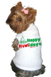 Happy Howlidays - Dog Christmas Tee Shirt wooflink, susan lanci, dog clothes, small dog clothes, urban pup, pooch outfitters, dogo, hip doggie, doggie design, small dog dress, pet clotes, dog boutique. pet boutique, bloomingtails dog boutique, dog raincoat, dog rain coat, pet raincoat, dog shampoo, pet shampoo, dog bathrobe, pet bathrobe, dog carrier, small dog carrier, doggie couture, pet couture, dog football, dog toys, pet toys, dog clothes sale, pet clothes sale, shop local, pet store, dog store, dog chews, pet chews, worthy dog, dog bandana, pet bandana, dog halloween, pet halloween, dog holiday, pet holiday, dog teepee, custom dog clothes, pet pjs, dog pjs, pet pajamas, dog pajamas,dog sweater, pet sweater, dog hat, fabdog, fab dog, dog puffer coat, dog winter jacket, dog col
