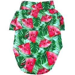 Hawaiian Camp Dog Shirt - Juicy Watermelon wooflink, susan lanci, dog clothes, small dog clothes, urban pup, pooch outfitters, dogo, hip doggie, doggie design, small dog dress, pet clotes, dog boutique. pet boutique, bloomingtails dog boutique, dog raincoat, dog rain coat, pet raincoat, dog shampoo, pet shampoo, dog bathrobe, pet bathrobe, dog carrier, small dog carrier, doggie couture, pet couture, dog football, dog toys, pet toys, dog clothes sale, pet clothes sale, shop local, pet store, dog store, dog chews, pet chews, worthy dog, dog bandana, pet bandana, dog halloween, pet halloween, dog holiday, pet holiday, dog teepee, custom dog clothes, pet pjs, dog pjs, pet pajamas, dog pajamas,dog sweater, pet sweater, dog hat, fabdog, fab dog, dog puffer coat, dog winter jacket, dog col