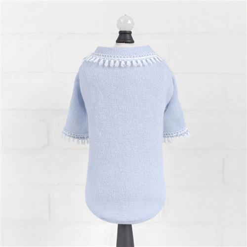 Heavenly Kiss Sweater in Baby Blue Dog sweater, pet sweater, pet heavenly kiss, heavenly kiss dog sweater, victorian coat, victorian pet coat, victorian dog coat,dog coat, pet coat, dog winter coat, pet winter coat, fashion coat, dog tweed, dig handmade, pet tweed, small dog coat, small pet coat,dog harness, pet harness, dog, pet, dog boutique, pet boutique, sale dogs, pet sale, dog store, pet store, doggie couture, bloomingtails dog boutique, new dog designs, new pet design, chanel harness, chanel pet harness, chanel dog harness, dog spring designs, harness sale, harness clearance, hello doggie