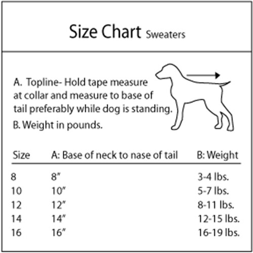 Dog Sweater Size Chart