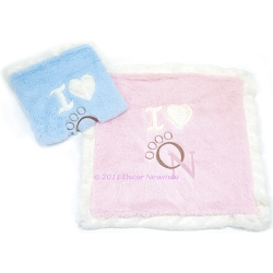 I Love ON  Dog Blanket - Pink or Blue wooflink, susan lanci, dog clothes, small dog clothes, urban pup, pooch outfitters, dogo, hip doggie, doggie design, small dog dress, pet clotes, dog boutique. pet boutique, bloomingtails dog boutique, dog raincoat, dog rain coat, pet raincoat, dog shampoo, pet shampoo, dog bathrobe, pet bathrobe, dog carrier, small dog carrier, doggie couture, pet couture, dog football, dog toys, pet toys, dog clothes sale, pet clothes sale, shop local, pet store, dog store, dog chews, pet chews, worthy dog, dog bandana, pet bandana, dog halloween, pet halloween, dog holiday, pet holiday, dog teepee, custom dog clothes, pet pjs, dog pjs, pet pajamas, dog pajamas,dog sweater, pet sweater, dog hat, fabdog, fab dog, dog puffer coat, dog winter jacket, dog col