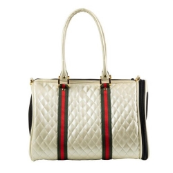 JL Duffel - Ivory Quilted with Stripe  petote, dogcarrier, petcarrier, bloomingtails dog boutique, small dog boutique,  pets, dogs, dog boutique, sale dog boutique, rolling dog carrier, dog bag, dog holder, airline approved, pet store, dog store, large dog clothes, pet clothes, doggie couture, new dog carrier, new dog sales, new pet sales, shop sale dogs, dog stores, shop local, clearance dog stuff, pet stuff