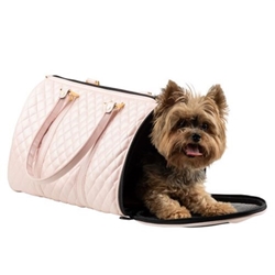 JL Duffel - Pink Quilted petote, dogcarrier, petcarrier, bloomingtails dog boutique, small dog boutique,  pets, dogs, dog boutique, sale dog boutique, rolling dog carrier, dog bag, dog holder, airline approved, pet store, dog store, large dog clothes, pet clothes, doggie couture, new dog carrier, new dog sales, new pet sales, shop sale dogs, dog stores, shop local, clearance dog stuff, pet stuff