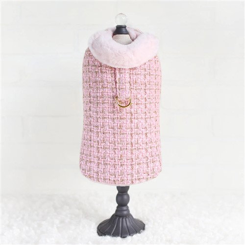 Limited Edition Chantel Tweed Coat in Pink dog coat, pet coat, dog winter coat, pet winter coat, fashion coat, dog tweed, dig handmade, pet tweed, small dog coat, small pet coat,dog harness, pet harness, dog, pet, dog boutique, pet boutique, sale dogs, pet sale, dog store, pet store, doggie couture, bloomingtails dog boutique, new dog designs, new pet design, chanel harness, chanel pet harness, chanel dog harness, dog spring designs, harness sale, harness clearance, hello doggie