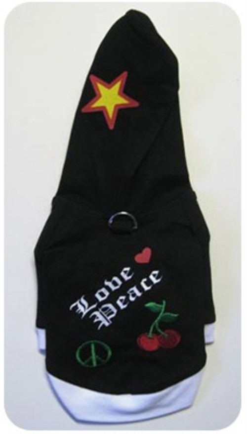 Love & Peace Dog Hoodie wooflink, susan lanci, dog clothes, small dog clothes, urban pup, pooch outfitters, dogo, hip doggie, doggie design, small dog dress, pet clotes, dog boutique. pet boutique, bloomingtails dog boutique, dog raincoat, dog rain coat, pet raincoat, dog shampoo, pet shampoo, dog bathrobe, pet bathrobe, dog carrier, small dog carrier, doggie couture, pet couture, dog football, dog toys, pet toys, dog clothes sale, pet clothes sale, shop local, pet store, dog store, dog chews, pet chews, worthy dog, dog bandana, pet bandana, dog halloween, pet halloween, dog holiday, pet holiday, dog teepee, custom dog clothes, pet pjs, dog pjs, pet pajamas, dog pajamas,dog sweater, pet sweater, dog hat, fabdog, fab dog, dog puffer coat, dog winter jacket, dog col