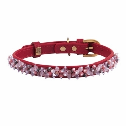 Mini Beads Collar & Lead - Red Rose Quartz  wooflink, susan lanci, dog clothes, small dog clothes, urban pup, pooch outfitters, dogo, hip doggie, doggie design, small dog dress, pet clotes, dog boutique. pet boutique, bloomingtails dog boutique, dog raincoat, dog rain coat, pet raincoat, dog shampoo, pet shampoo, dog bathrobe, pet bathrobe, dog carrier, small dog carrier, doggie couture, pet couture, dog football, dog toys, pet toys, dog clothes sale, pet clothes sale, shop local, pet store, dog store, dog chews, pet chews, worthy dog, dog bandana, pet bandana, dog halloween, pet halloween, dog holiday, pet holiday, dog teepee, custom dog clothes, pet pjs, dog pjs, pet pajamas, dog pajamas,dog sweater, pet sweater, dog hat, fabdog, fab dog, dog puffer coat, dog winter jacket, dog col