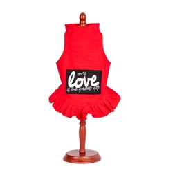 My Love is The Greatest Gift Dog Dress in Many Colors  wooflink, susan lanci, dog clothes, small dog clothes, urban pup, pooch outfitters, dogo, hip doggie, doggie design, small dog dress, pet clotes, dog boutique. pet boutique, bloomingtails dog boutique, dog raincoat, dog rain coat, pet raincoat, dog shampoo, pet shampoo, dog bathrobe, pet bathrobe, dog carrier, small dog carrier, doggie couture, pet couture, dog football, dog toys, pet toys, dog clothes sale, pet clothes sale, shop local, pet store, dog store, dog chews, pet chews, worthy dog, dog bandana, pet bandana, dog halloween, pet halloween, dog holiday, pet holiday, dog teepee, custom dog clothes, pet pjs, dog pjs, pet pajamas, dog pajamas,dog sweater, pet sweater, dog hat, fabdog, fab dog, dog puffer coat, dog winter jacket, dog col