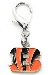 NFL Dog Charm - Cincinnati Bengals Roxy & Lulu, wooflink, susan lanci, dog clothes, small dog clothes, urban pup, pooch outfitters, dogo, hip doggie, doggie design, small dog dress, pet clotes, dog boutique. pet boutique, bloomingtails dog boutique, dog raincoat, dog rain coat, pet raincoat, dog shampoo, pet shampoo, dog bathrobe, pet bathrobe, dog carrier, small dog carrier, doggie couture, pet couture, dog football, dog toys, pet toys, dog clothes sale, pet clothes sale, shop local, pet store, dog store, dog chews, pet chews, worthy dog, dog bandana, pet bandana, dog halloween, pet halloween, dog holiday, pet holiday, dog teepee, custom dog clothes, pet pjs, dog pjs, pet pajamas, dog pajamas,dog sweater, pet sweater, dog hat, fabdog, fab dog, dog puffer coat, dog winter ja