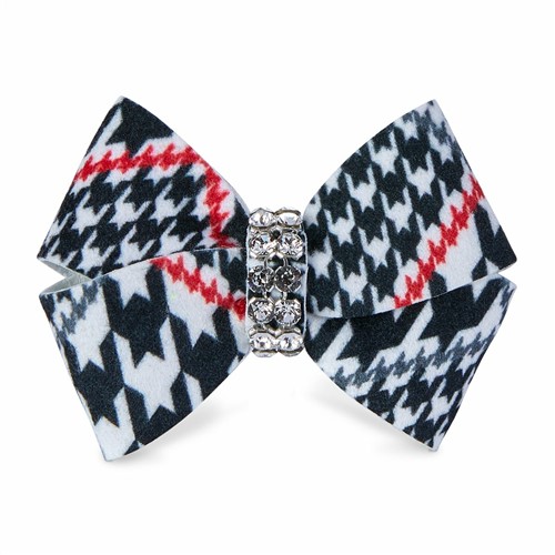 Nouveau Bow in Classic Glen Houndstooth by Susan Lanci wooflink, susan lanci, dog clothes, small dog clothes, urban pup, pooch outfitters, dogo, hip doggie, doggie design, small dog dress, pet clotes, dog boutique. pet boutique, bloomingtails dog boutique, dog raincoat, dog rain coat, pet raincoat, dog shampoo, pet shampoo, dog bathrobe, pet bathrobe, dog carrier, small dog carrier, doggie couture, pet couture, dog football, dog toys, pet toys, dog clothes sale, pet clothes sale, shop local, pet store, dog store, dog chews, pet chews, worthy dog, dog bandana, pet bandana, dog halloween, pet halloween, dog holiday, pet holiday, dog teepee, custom dog clothes, pet pjs, dog pjs, pet pajamas, dog pajamas,dog sweater, pet sweater, dog hat, fabdog, fab dog, dog puffer coat, dog winter jacket, dog col