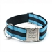 Personalized Collar & Lead Layered Stripe Columbia Blue & Black - fdc-columbia