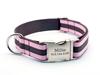 Personalized Collar & Lead Layered Stripe Pink & Chocolate wooflink, susan lanci, dog clothes, small dog clothes, urban pup, pooch outfitters, dogo, hip doggie, doggie design, small dog dress, pet clotes, dog boutique. pet boutique, bloomingtails dog boutique, dog raincoat, dog rain coat, pet raincoat, dog shampoo, pet shampoo, dog bathrobe, pet bathrobe, dog carrier, small dog carrier, doggie couture, pet couture, dog football, dog toys, pet toys, dog clothes sale, pet clothes sale, shop local, pet store, dog store, dog chews, pet chews, worthy dog, dog bandana, pet bandana, dog halloween, pet halloween, dog holiday, pet holiday, dog teepee, custom dog clothes, pet pjs, dog pjs, pet pajamas, dog pajamas,dog sweater, pet sweater, dog hat, fabdog, fab dog, dog puffer coat, dog winter jacket, dog col