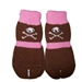 Pink & Brown Skull Dog Socks - dsd-skullM-8MZ
