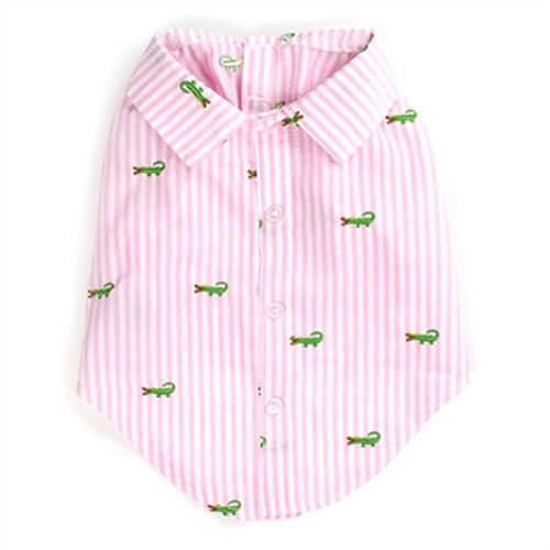 Pink Stripe Alligator Dog Shirt   pet clothes, dog clothes, puppy clothes, pet store, dog store, puppy boutique store, dog boutique, pet boutique, puppy boutique, Bloomingtails, dog, small dog clothes, large dog clothes, large dog costumes, small dog costumes, pet stuff, Halloween dog, puppy Halloween, pet Halloween, clothes, dog puppy Halloween, dog sale, pet sale, puppy sale, pet dog tank, pet tank, pet shirt, dog shirt, puppy shirt,puppy tank, I see spot, dog collars, dog leads, pet collar, pet lead,puppy collar, puppy lead, dog toys, pet toys, puppy toy, dog beds, pet beds, puppy bed,  beds,dog mat, pet mat, puppy mat, fab dog pet sweater, dog sweater, dog winter, pet winter,dog raincoat, pet raincoat, dog harness, puppy harness, pet harness, dog collar, dog lead, pet l