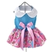 Pink and Blue Plumeria Floral Dog Dress with Matching Leash  - dogdes-pinkblue-dressX-JEL