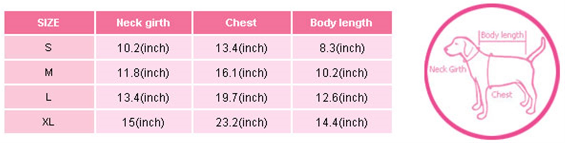 Puppia Size Chart